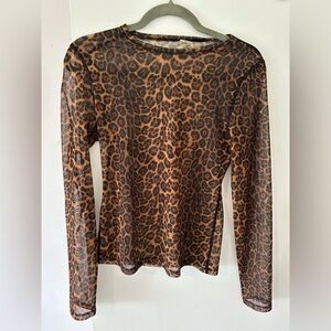 Aritzia Leopard Print Sheer Long Sleeve Top